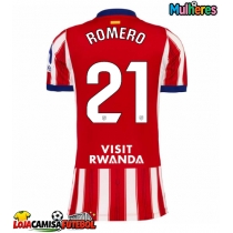 Camisa de Futebol Atletico Madrid Cristian Romero #21 Equipamento Principal Mulheres 2026-27 Manga Curta